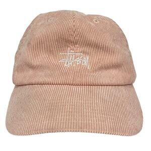 Stussy Pink Corduroy Hat Cap Embroidered Cotton Strapback